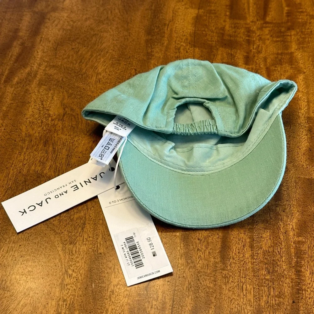 JANIE and JACK BABY EMBROIDERED PALM LINEN-COTTON CAP